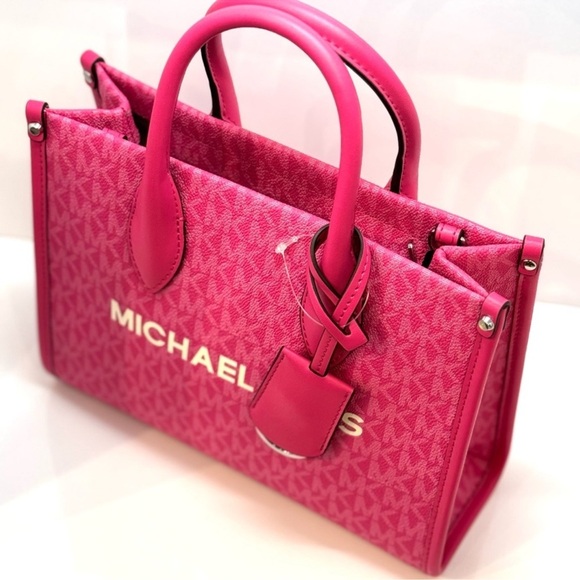 Michael Kors Mirella Small Signature Logo Crossbody Bag Dragonfruit - Picture 6 of 7